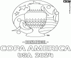 La Conmebol Copa América USA 2024 se joue aux États-Unis d’Amérique du 20 juin au 14 juillet 2024. Le logo du concours à colorier