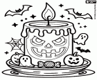 Coloriage Une bougie d’Halloween