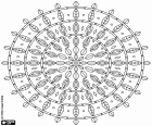 Coloriage Mandala simple, cercles et feuilles