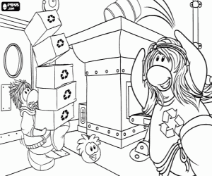 Coloriage Recyclage dans le Club Penguin