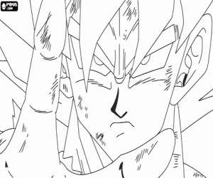 Coloriage Le regard pénétrant de Goku