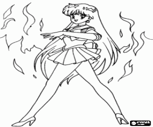 Coloriage Rei Hino est Sailor Mars