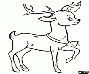 Coloriage Renne de Noël avec clochette