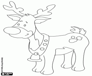 Coloriage Renne de Noël typique avec bell