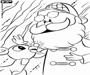 Coloriage Le renne Rudolph et le père Noël