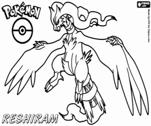 Coloriage Reshiram, un pokémon noir