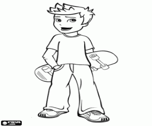 Coloriage Rick avec le skate