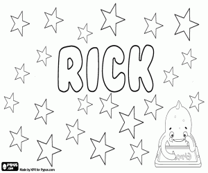 Coloriage Rick, nom abrégé pour garçon