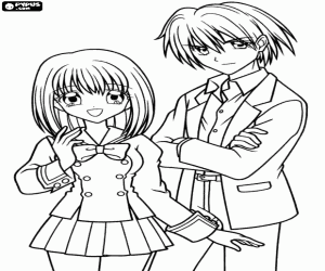 Coloriage Rihito et Mikaru, frères Amagi