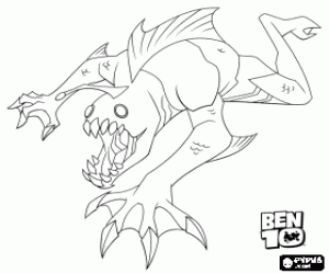 Coloriage Ripjaws, dangereux alien Ben 10