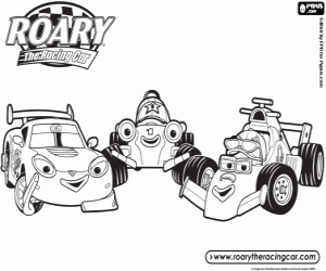 Coloriage Roary, la voiture de course, personnages