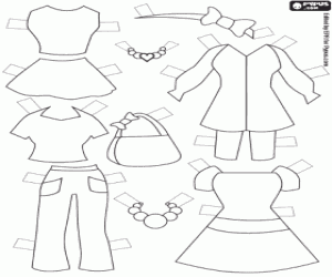 Coloriage Robes et accessoires pour poupée