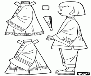Coloriage Robes chinoises et une poupée