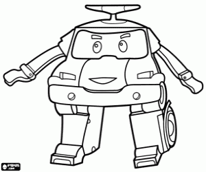 Coloriage RoBoCar Poli, la voiture de police