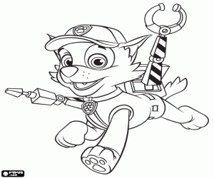 Coloriage Rocheux, chien bâtard de Paw Patrol