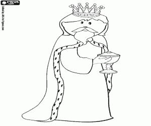 Coloriage Le roi Gaspard et son cadeau