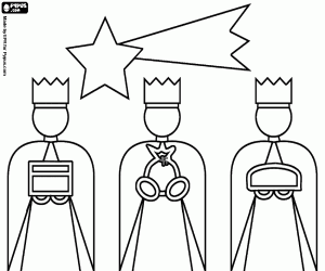 Coloriage Rois mages et l'étoile de Bethléem