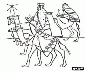 Coloriage Les rois mages et l'étoile
