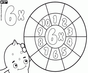 Coloriage Roue de multiplication x 6 au revoir