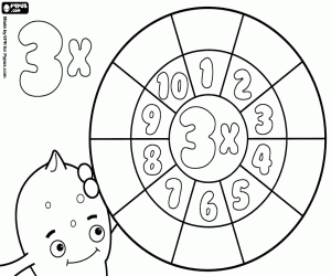 Coloriage Roue de multiplier par 3, blanc