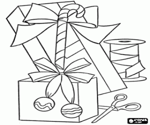 Coloriage Ruban et ciseaux pour les cadeaux