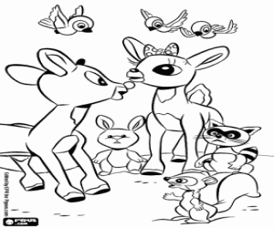 Coloriage Rudolph, Clarice et les animaux