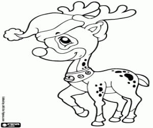 Coloriage Rudolphe, le renne au nez rouge