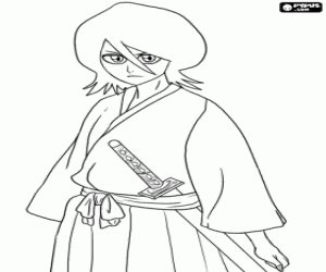 Coloriage Rukia Kuchiki, personnage de Bleach