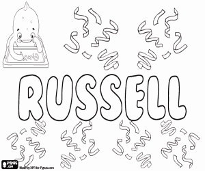 Coloriage Russell, nom pour enfant
