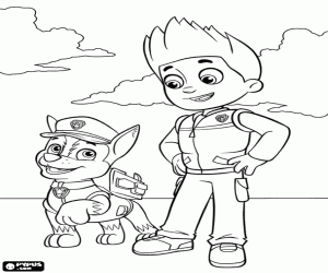 Coloriage Ryder et Chase, Paw Patrol