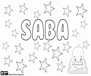 Coloriage Saba, nom de diverses origines