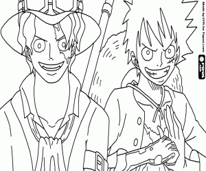 Coloriage Sabo et Luffy, demi-frères