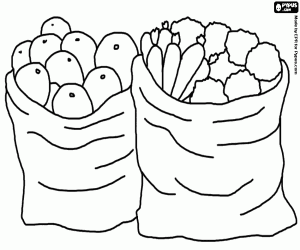 Coloriage Sacs de légumes