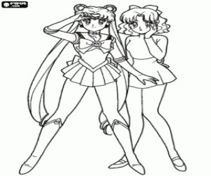 Coloriage Sailor Moon avec son amie Molly