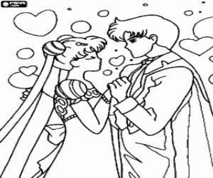 Coloriage Sailor Moon et Darien à danser