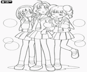 Coloriage Sakura et ses amis de l'école