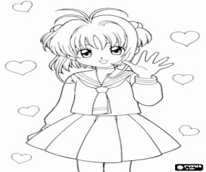 Coloriage Sakura Kinomoto, le personnage principal