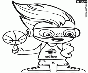 Coloriage Sam Dunk, mascotte EuroBasket 2017