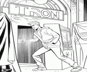Coloriage Sam Flynn à la porte de Tron