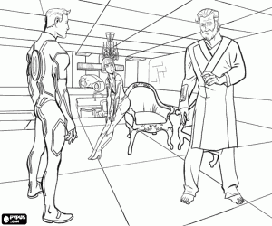 Coloriage Sam et Kevin Flynn, face à face