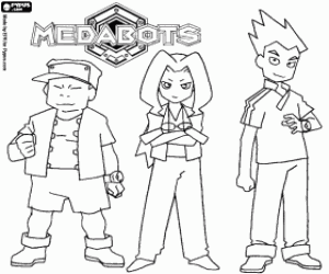 Coloriage Samantha, Sloan et Spike, Medabots