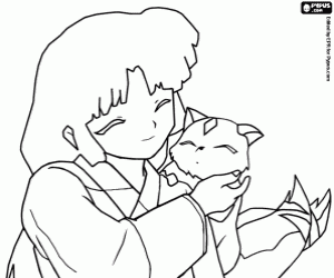 Coloriage Sango et Kirara, personnages de InuYasha