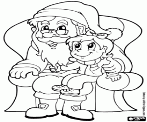 Coloriage Santa Claus avec une fille
