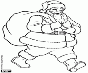 Coloriage Santa Claus et cadeaux de Noël