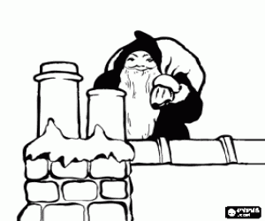 Coloriage Santa Claus sur le toit
