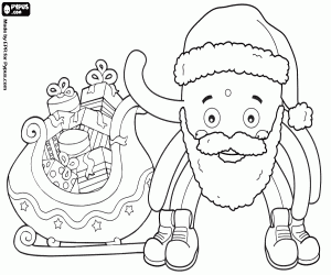 Coloriage Santa Pypus et le traîneau de Noël
