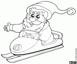 Coloriage Santa sur une motoneige