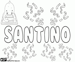 Coloriage Santino, nom et prénom italien