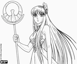 Coloriage Saori Kido, Saint Seiya