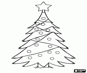Coloriage Sapin avec des boules de Noël et étoile